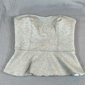 The Fifth Peplum Strapless Shirt Gray Lined Boning Knit Tube Top  Women's Medium